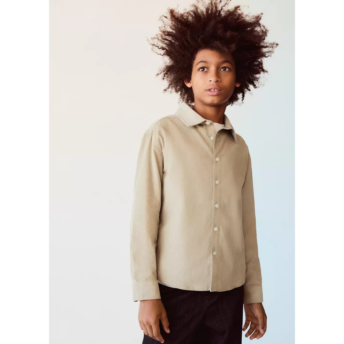 Chemise 100 % coton en velours côtelé sable, MANGO KIDS