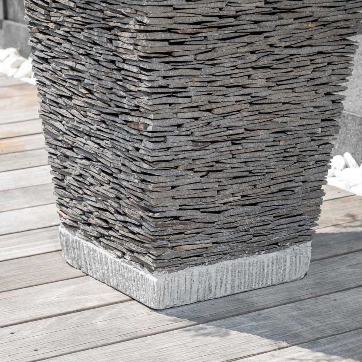Pot bac jardinière pierre naturelle ardoise carré jardin terrasse 80cm gris, WANDA COLLECTION