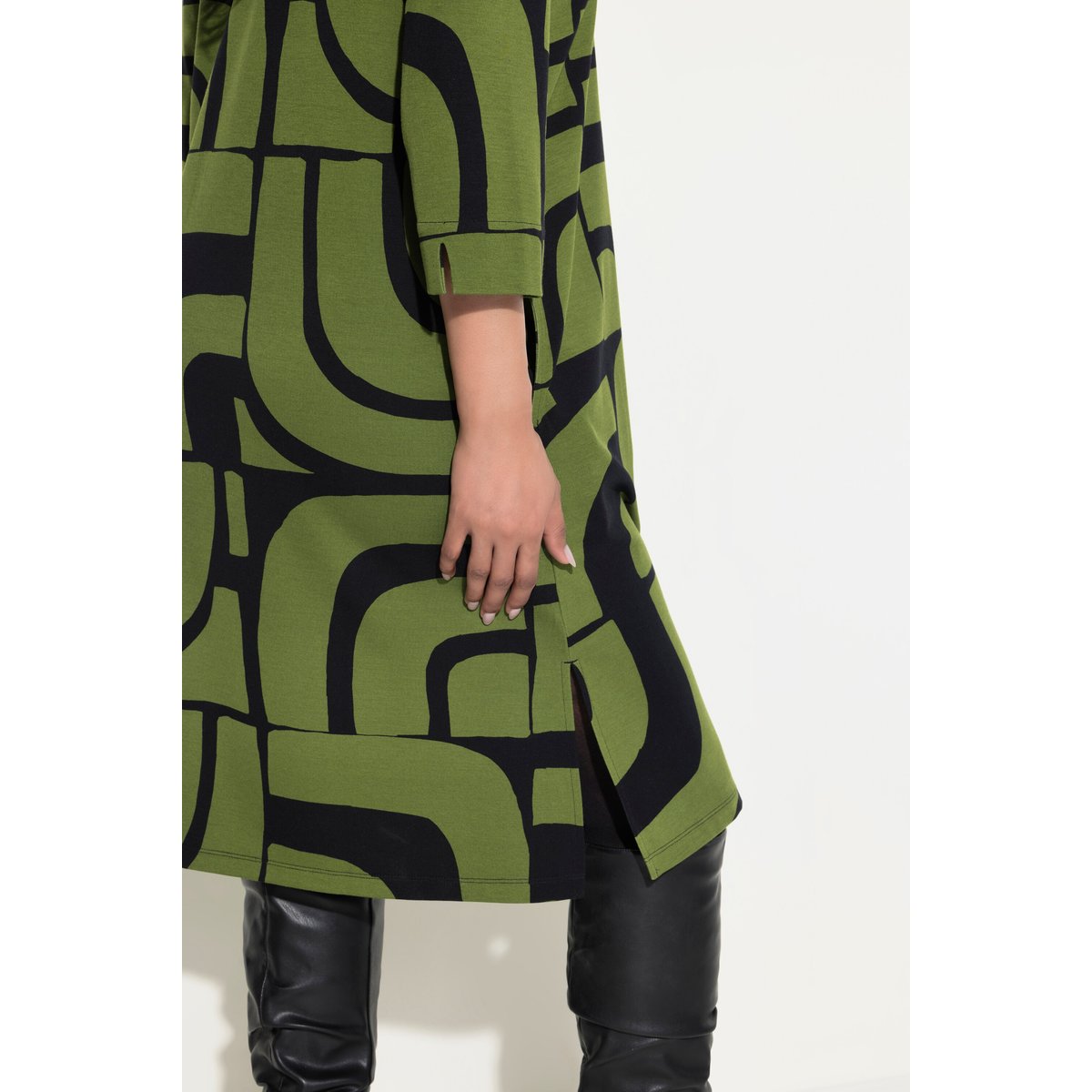 Robe en point de Rome, coupe évasée ébène, ULLA POPKEN