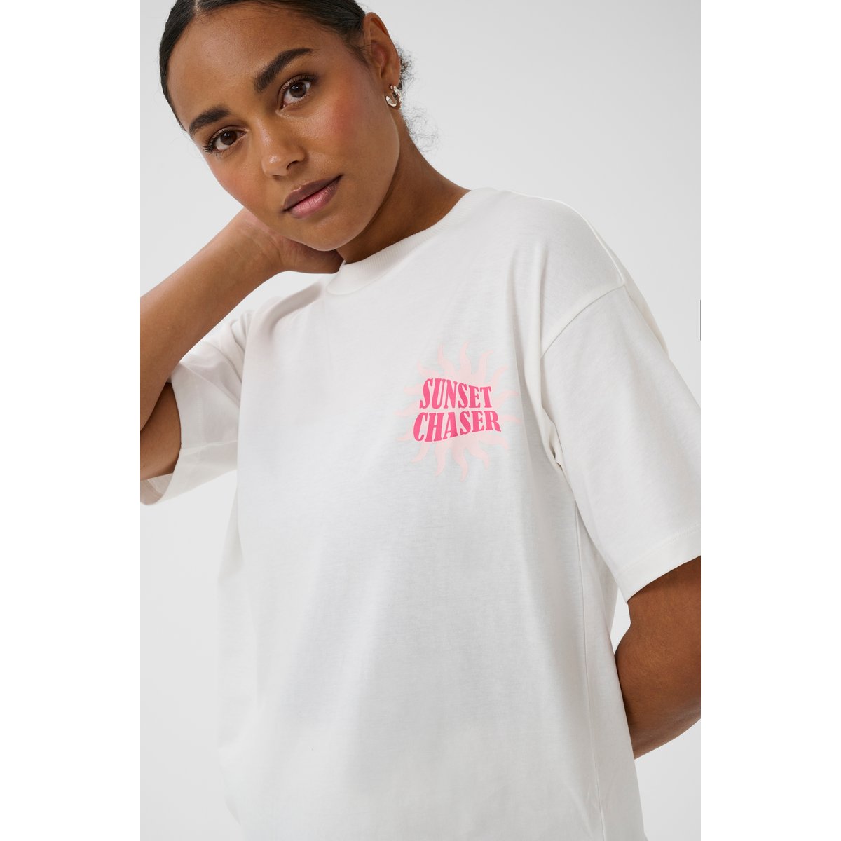 T-shirt à manches courtes blanc chalk w. ballerina artwork, KAFFE