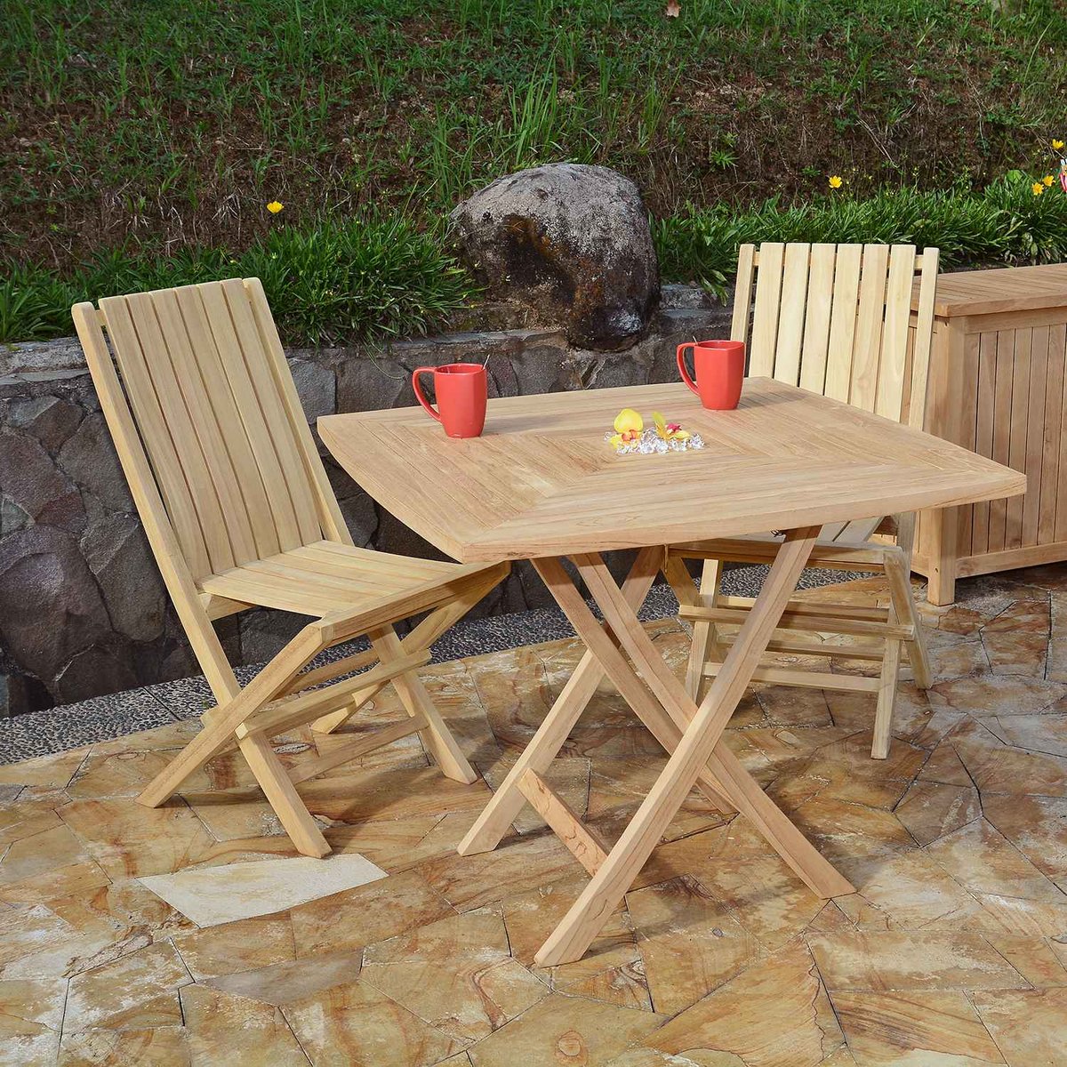 Salon de jardin en teck massif Oman, 2 places naturel, TECK ATTITUDE