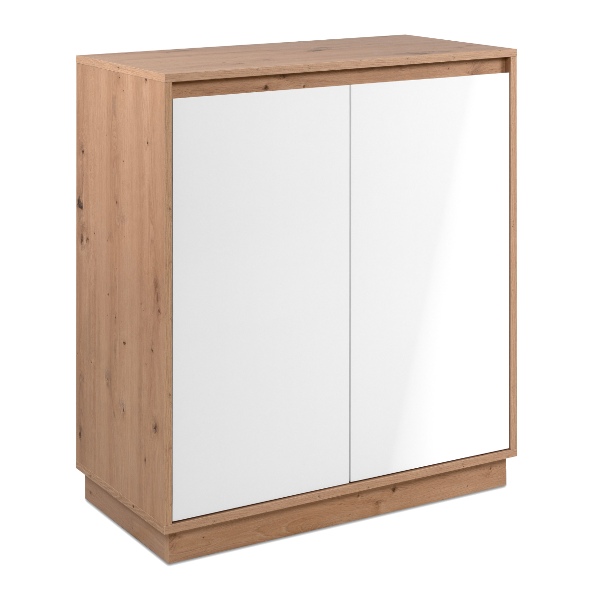 Petit buffet 2 portes L79 cm - PHOENIX chêne artisan / blanc brillant, CALICOSY