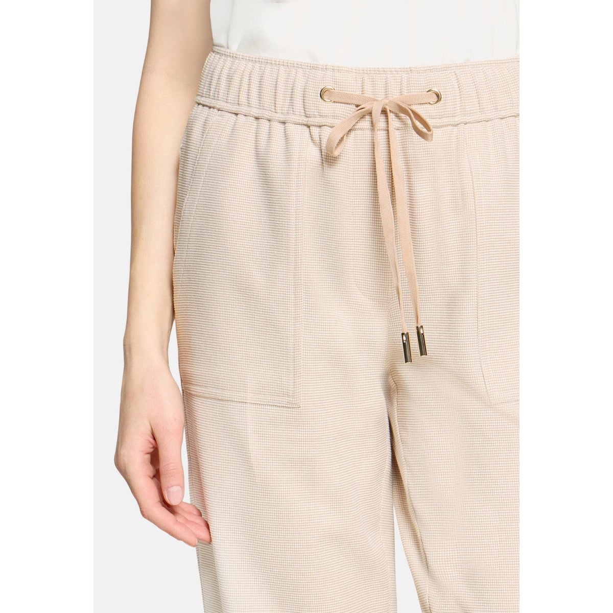 Pantalon casual à taille élastique taupe/cream, BETTY & CO