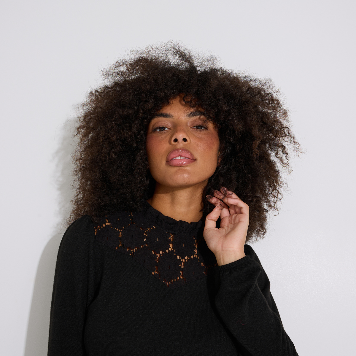 T-shirt col victorien noir, GRAIN DE MALICE