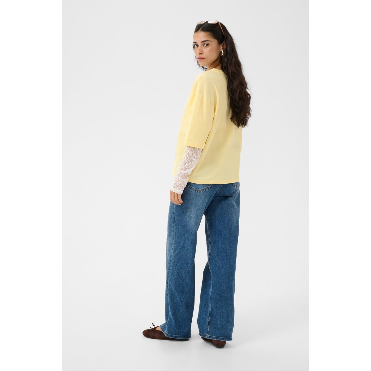 T-shirt à manches longues jaune pastel yellow, KAFFE