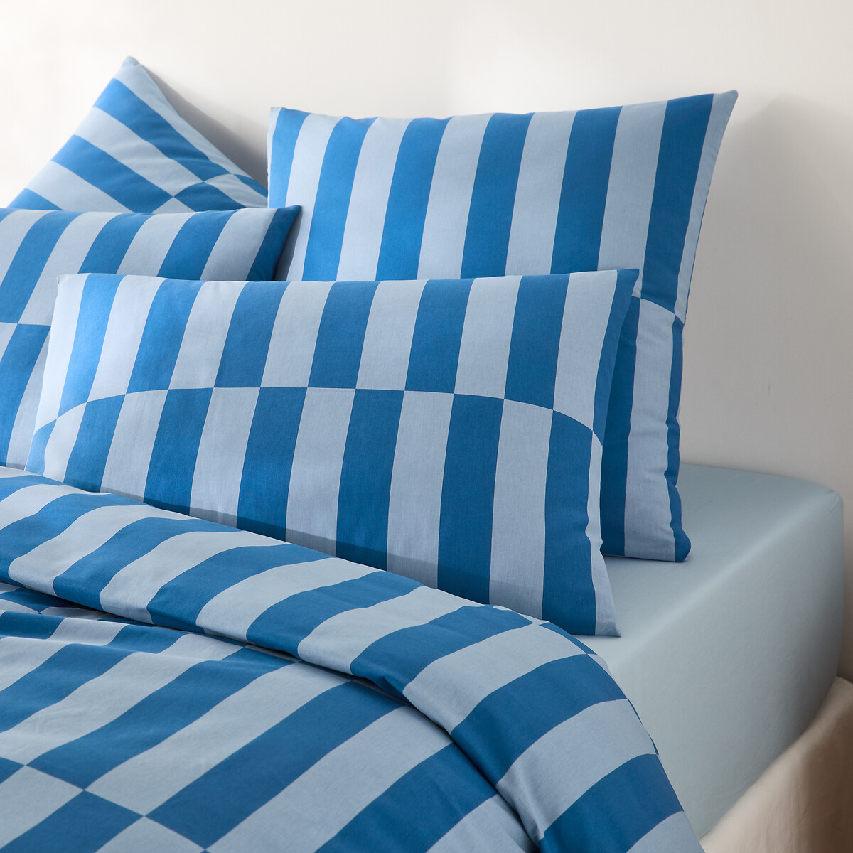Taie d'oreiller 50% coton recyclé, TABAKA BLEU bleu, LA REDOUTE INTERIEURS