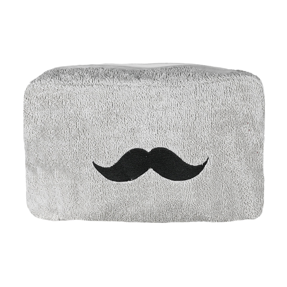 Trousse de toilette brodée MONSIEUR gris cendré, SENSEI MAISON