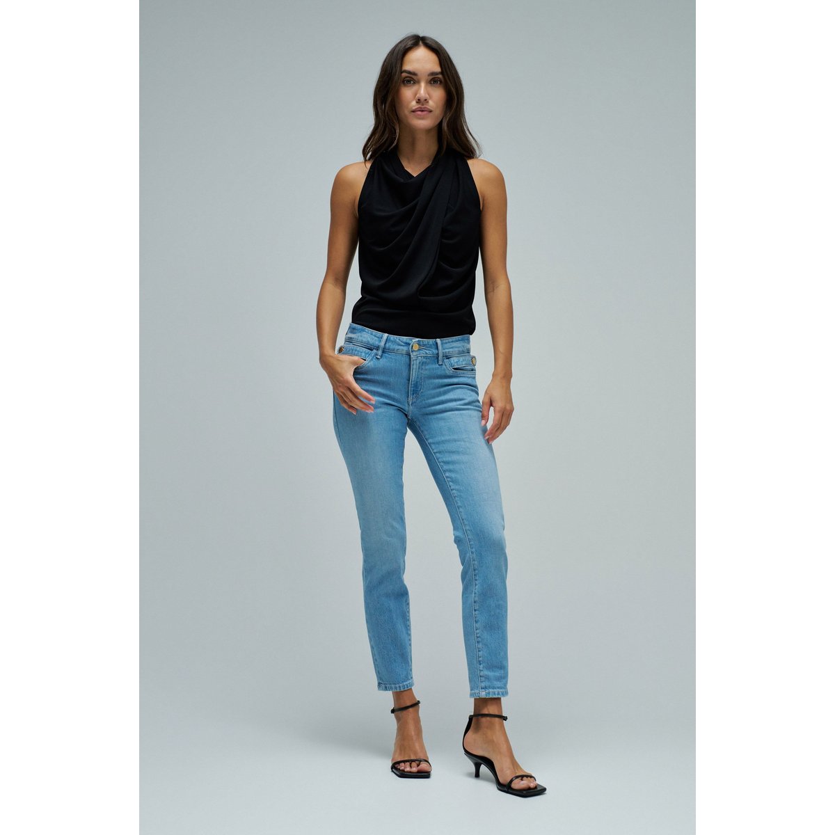 JEAN WONDER PUSH UP CROPPED SKINNY bleu turquoise, SALSA JEANS