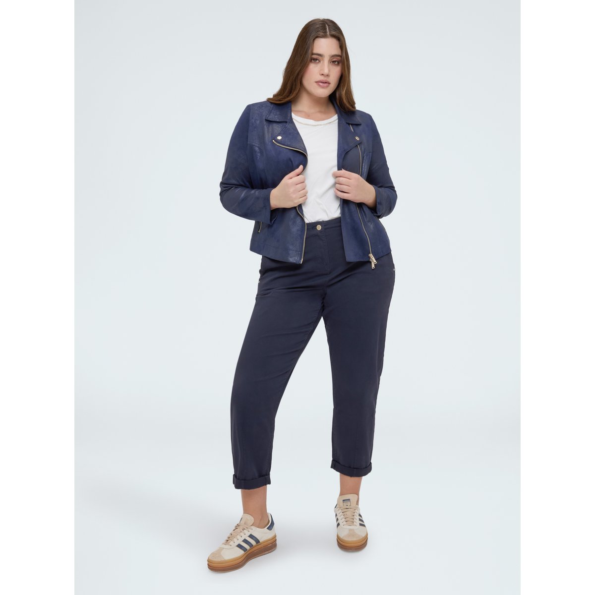 Veste de motard avec fermeture éclair asymétrique bleu, FIORELLA RUBINO