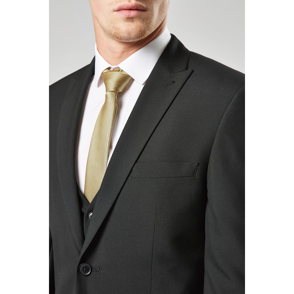 Veste de costume à deux boutons coupe ajustée noir, NEXT