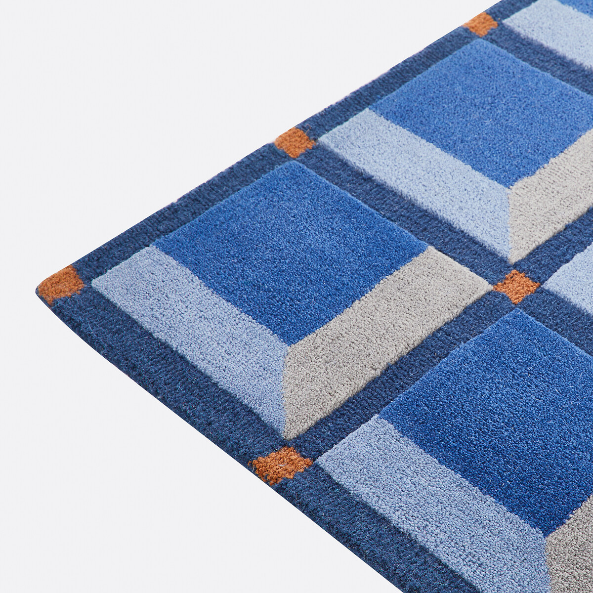 Kimsa 100% Wool Rug with Geometric Print blue, LA REDOUTE INTERIEURS