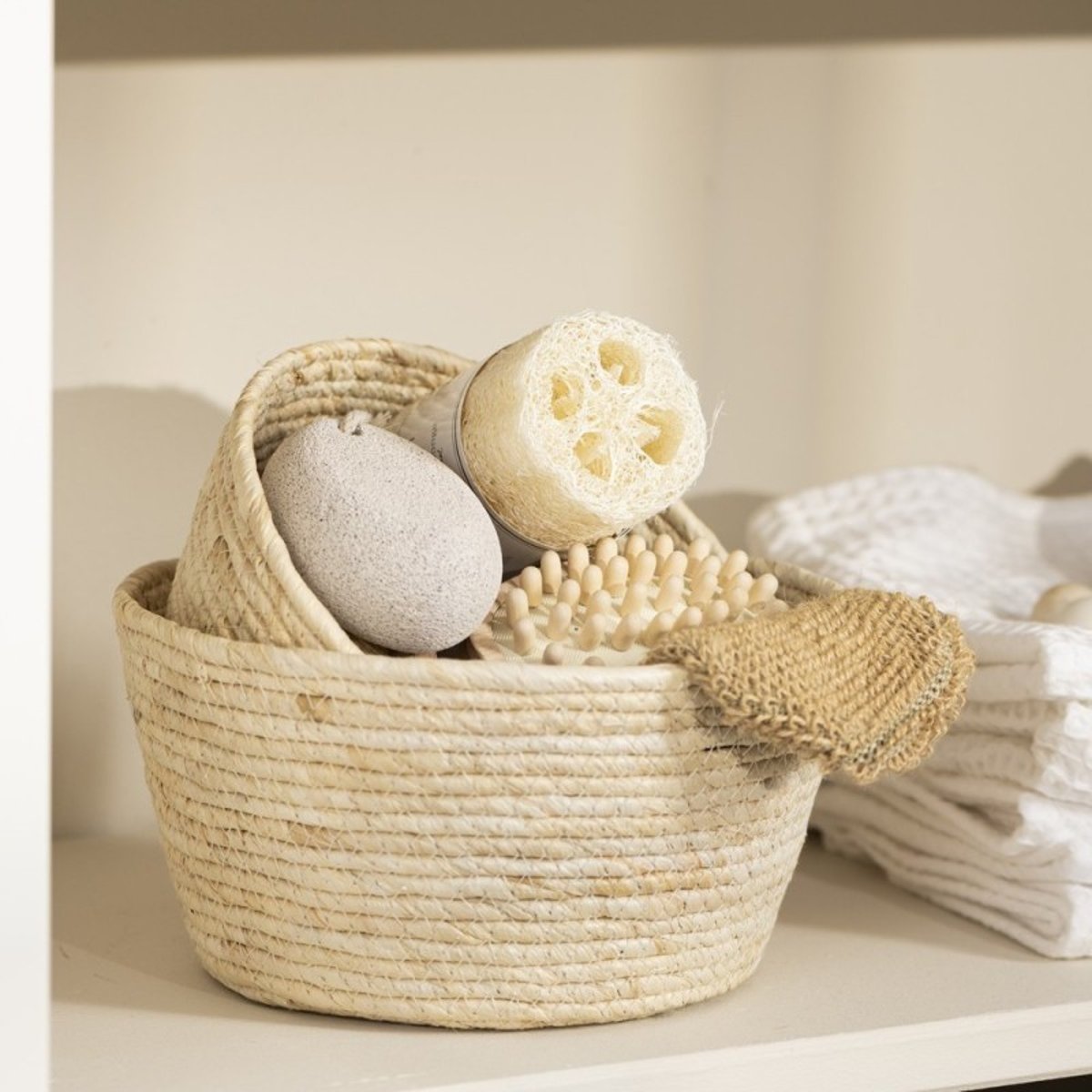 Panier rangement fibre de maïs tressé set de 2 beige, IB LAURSEN