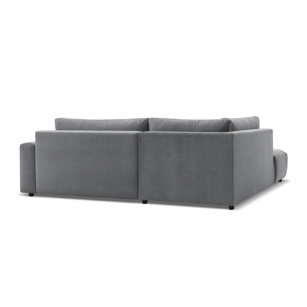 Canapé d'angle convertible 4 places en velours avec pouf, ARSENE gris foncé, BOBOCHIC