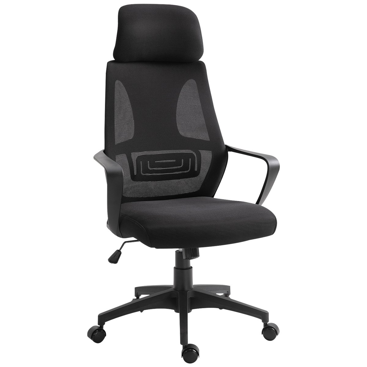 chaise de bureau Polyester Noir noir, HOMCOM