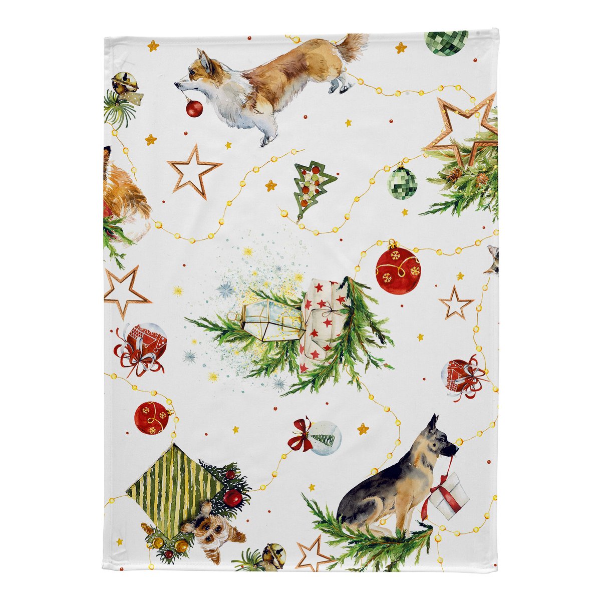 Lot de 2 torchons de NOËL PUPPIES 50x70 cm blanc/rouge, NAF NAF HOME