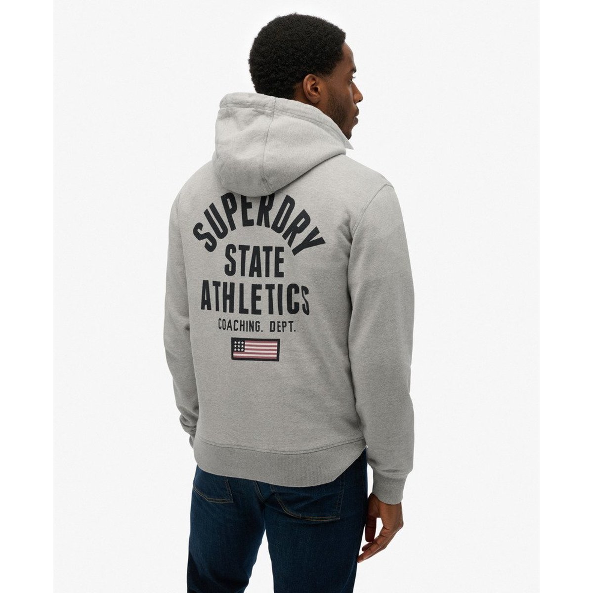 Athletic Essentials Sweat à capuche gris chiné, SUPERDRY