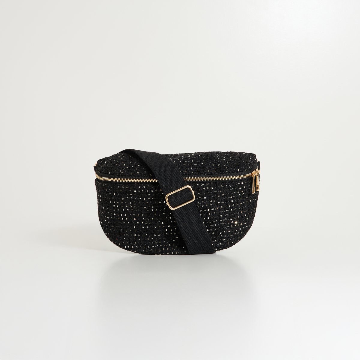Sac banane en tissu pailleté noir, GRAIN DE MALICE