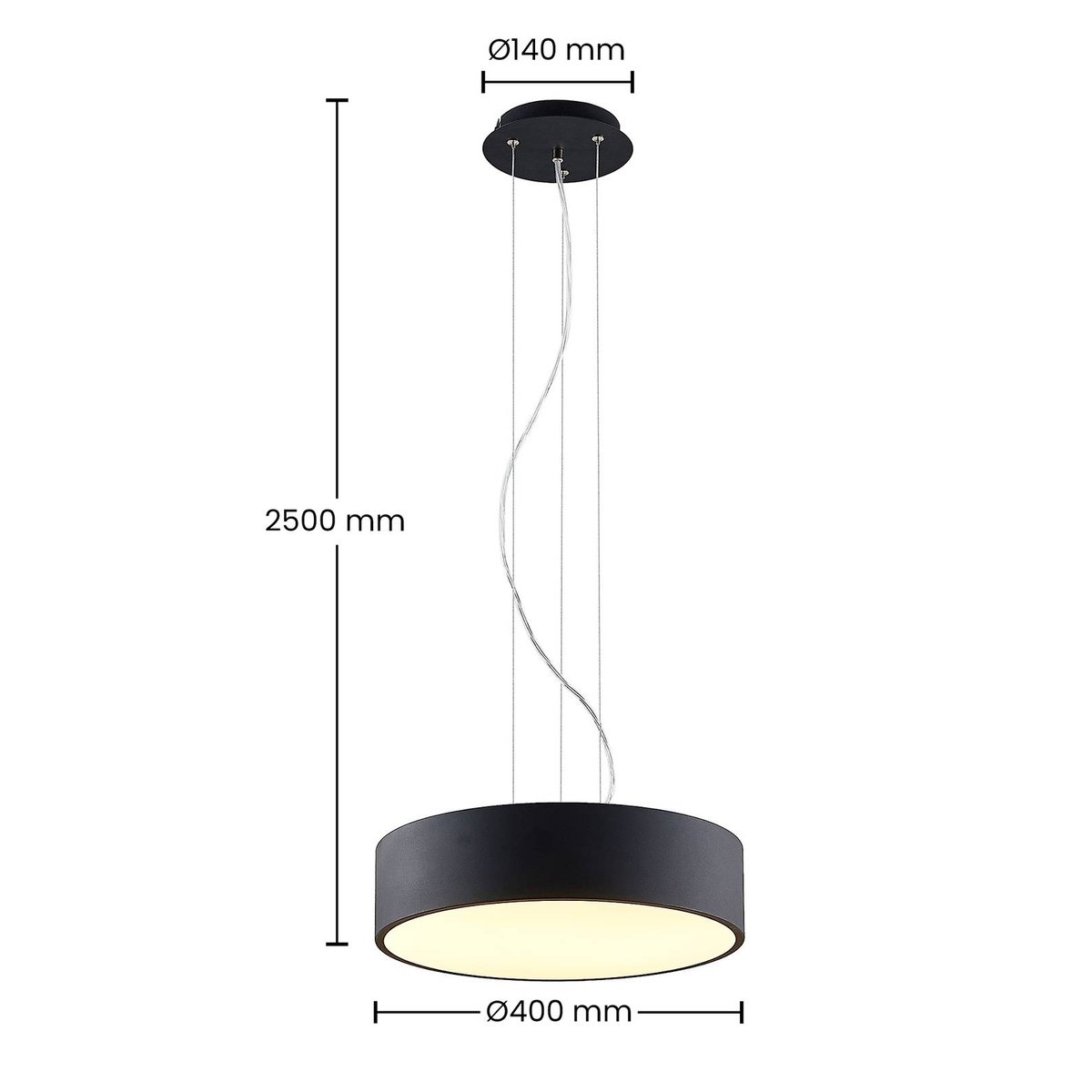 Suspension en métal moderneLED, Noabelle noir, blanc, ARCCHIO