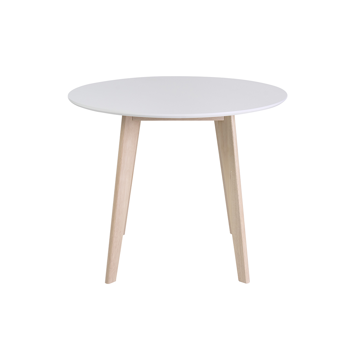Table scandinave ronde blanc et bois D100 cm LEENA blanc, MILIBOO