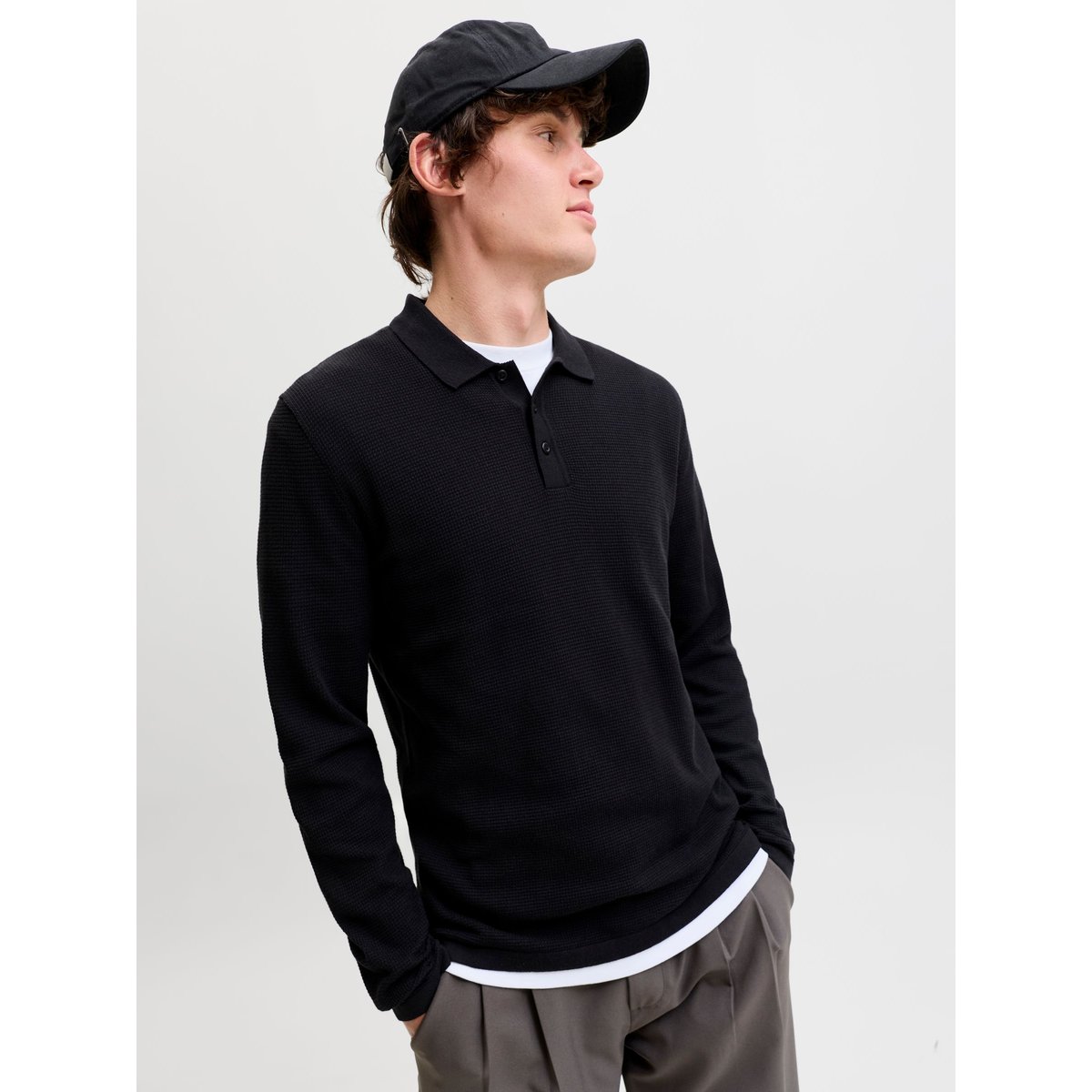 Polo Tricoté noire - black, JACK & JONES