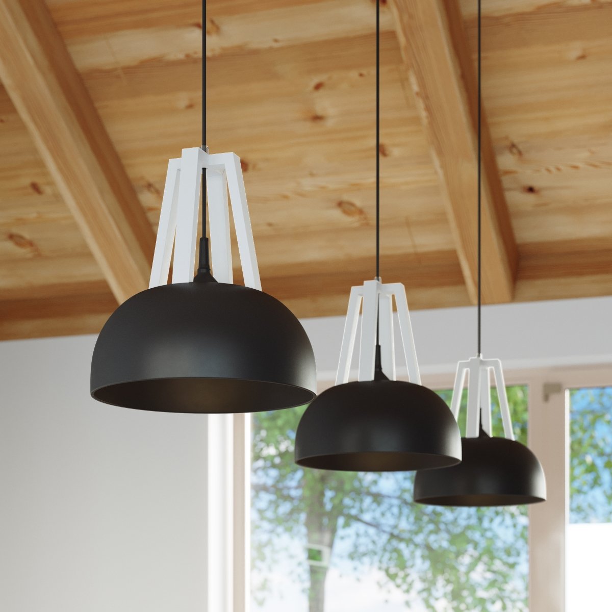 Suspension Noir/Blanc E27 1 Casco noir, EDEN