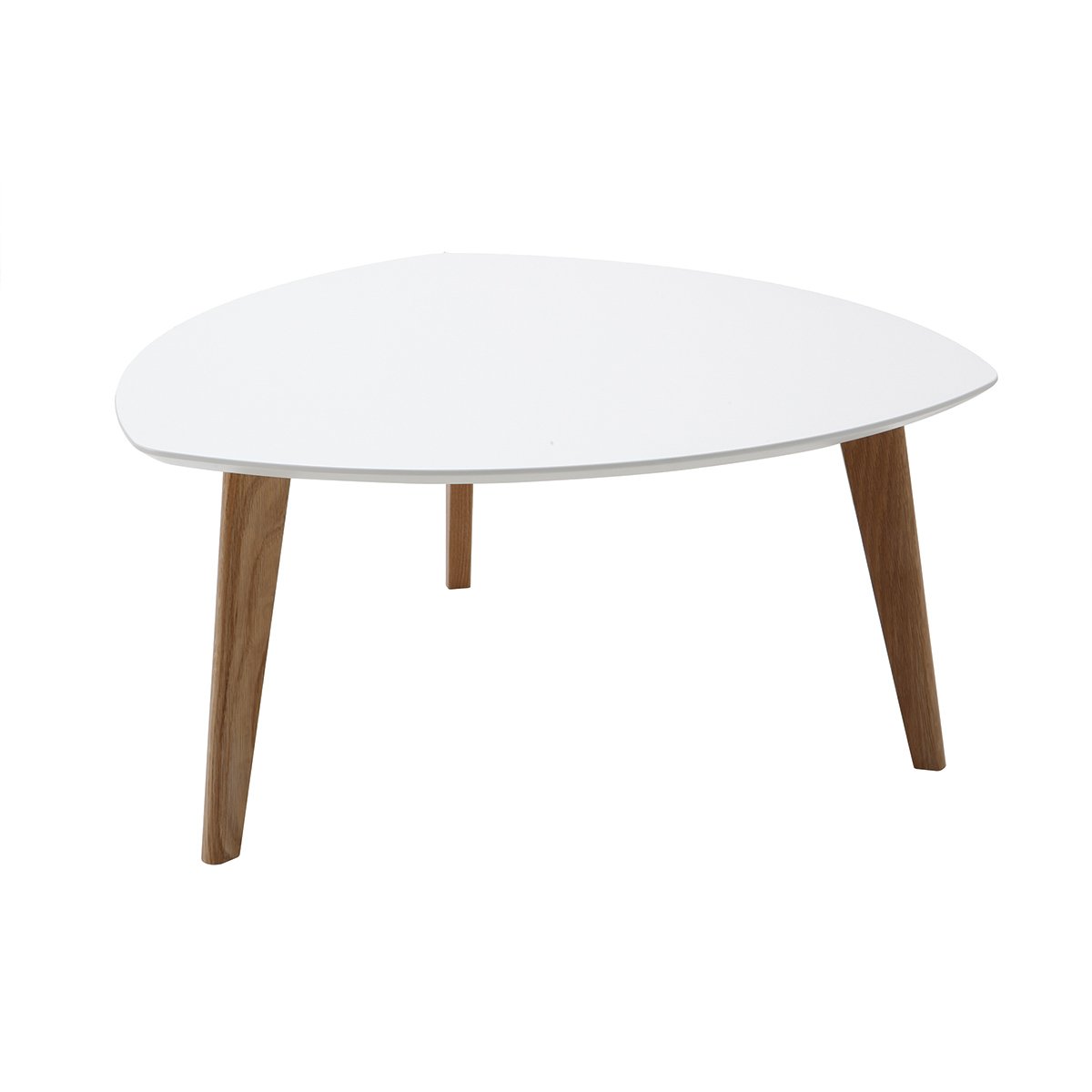 Table basse scandinave blanc et bois clair chêne L80 cm EKKA blanc, MILIBOO