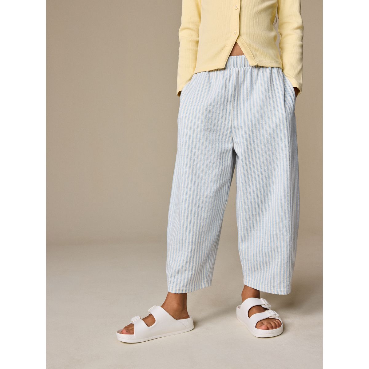 Pantalon ample texturé rayures bleues, NEXT