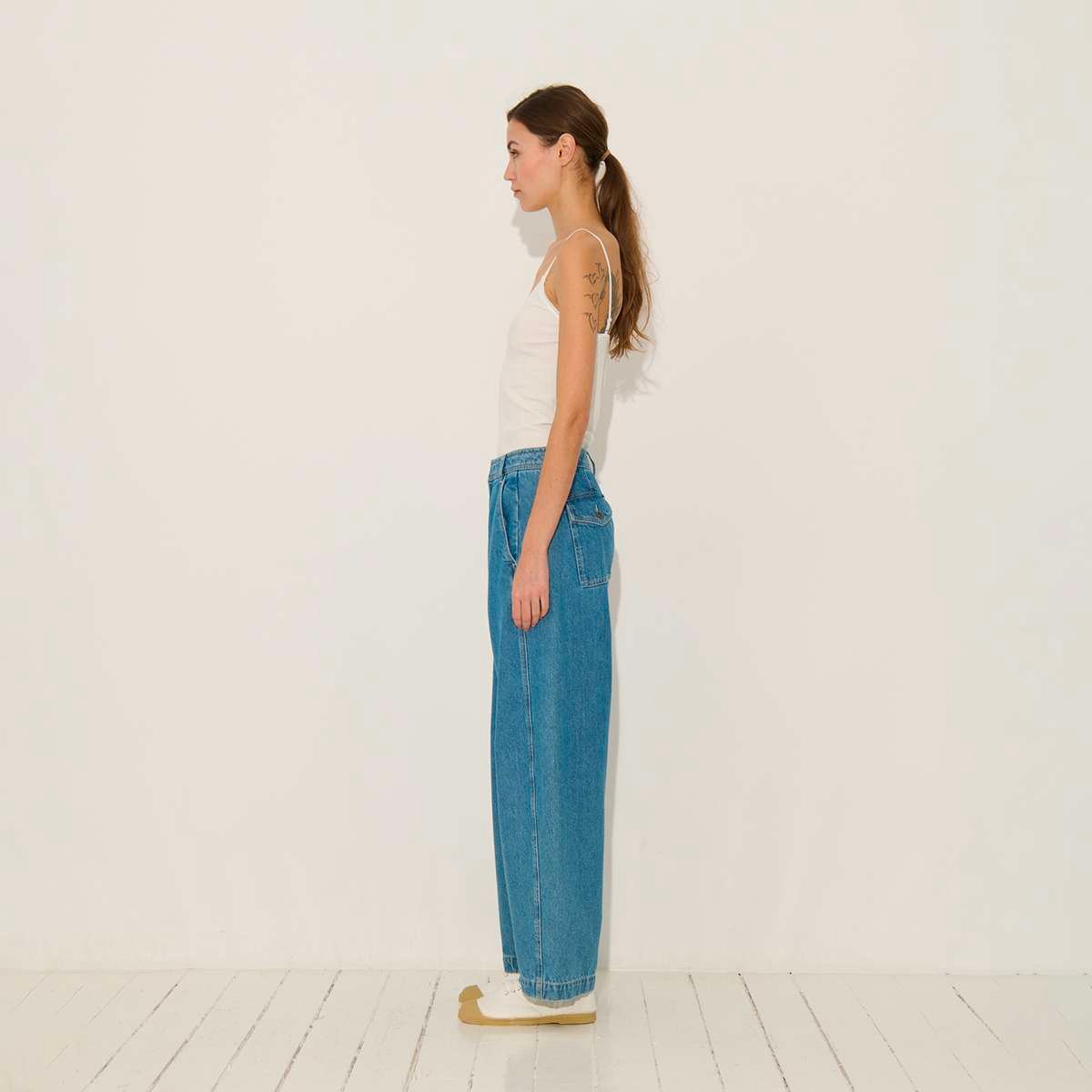 Pantalon large en coton PERINE denim, BENSIMON