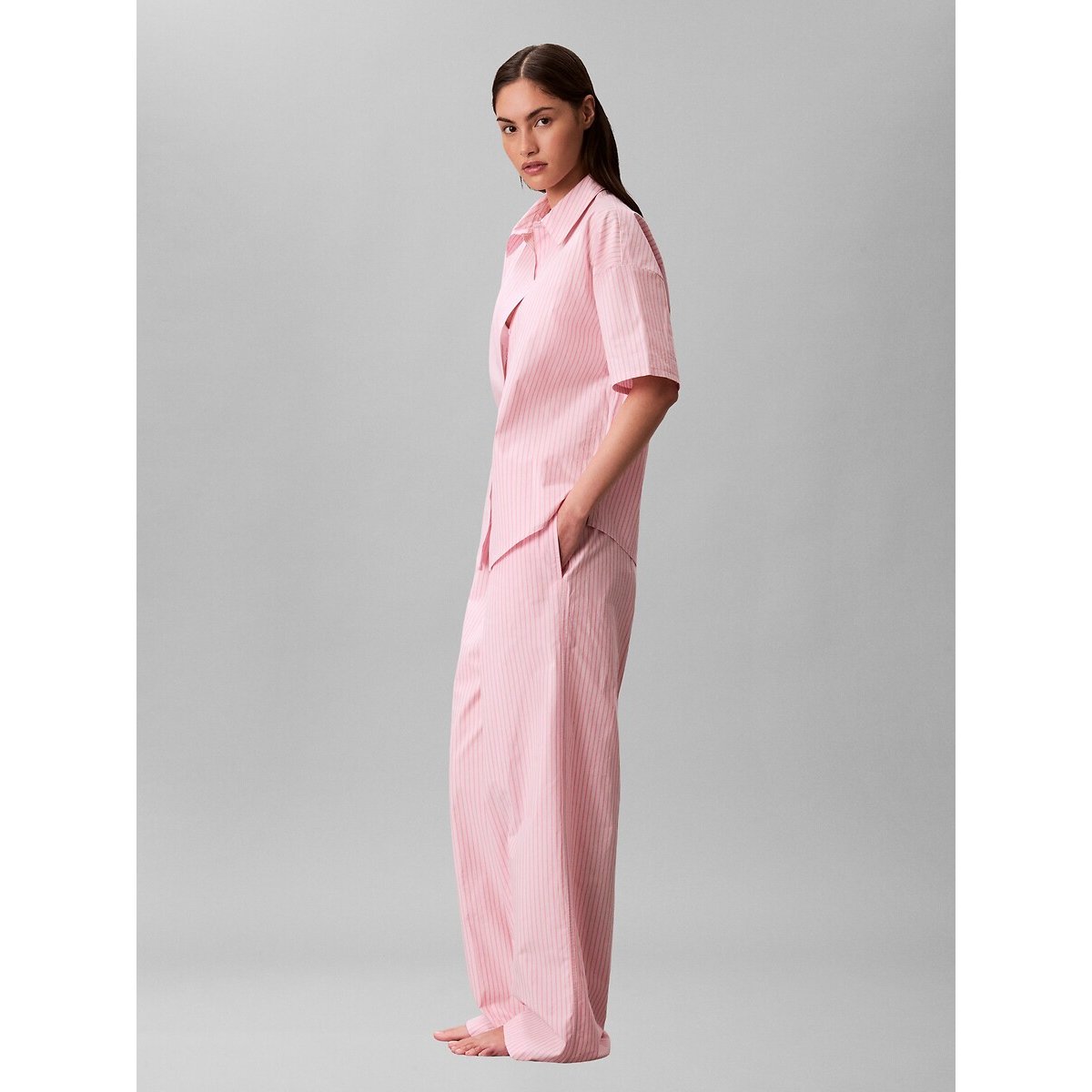 Ensemble de pyjama à rayures COTTON POPLIN rayé rose clair, CALVIN KLEIN UNDERWEAR