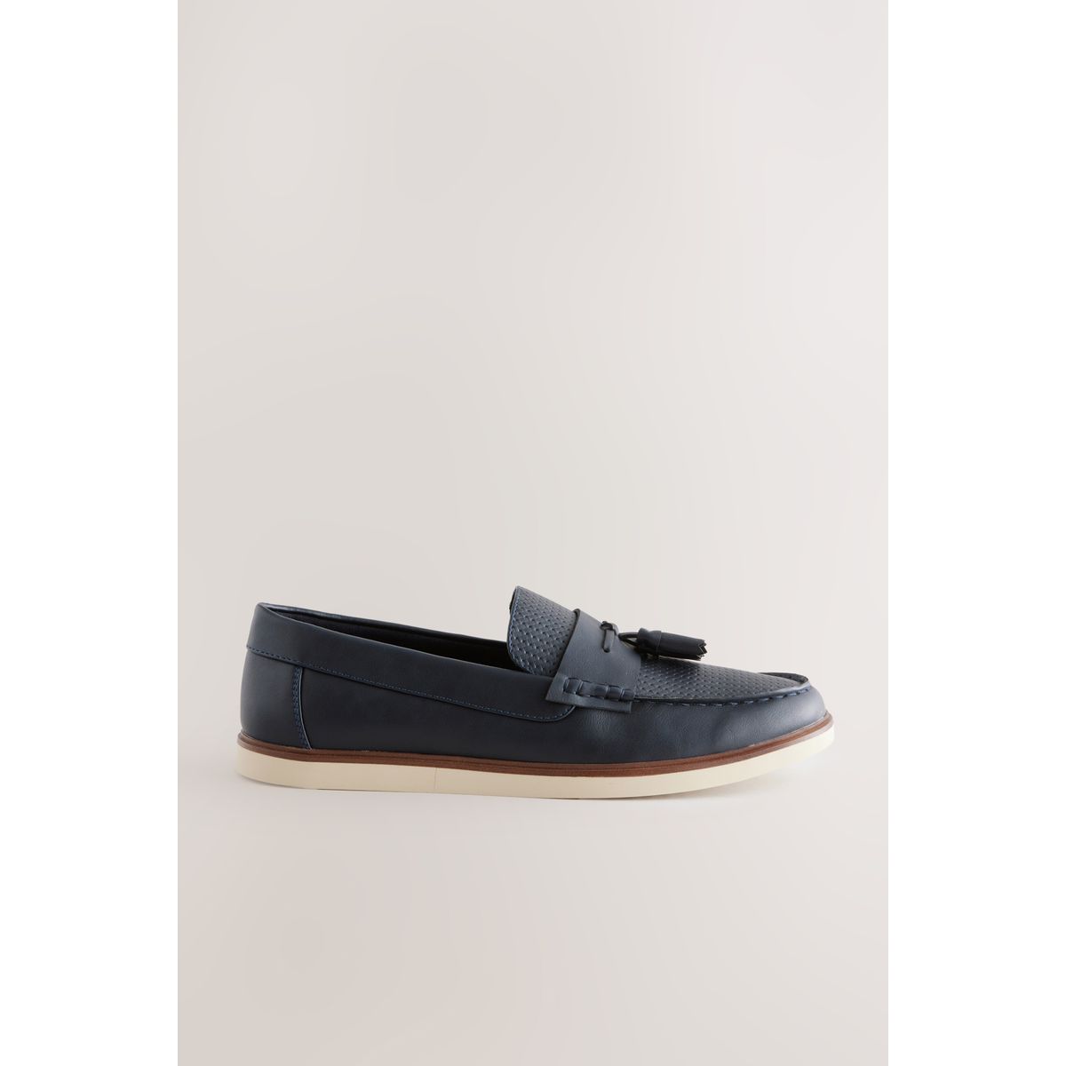 Mocassins à glands gaufrés bleu marine, NEXT