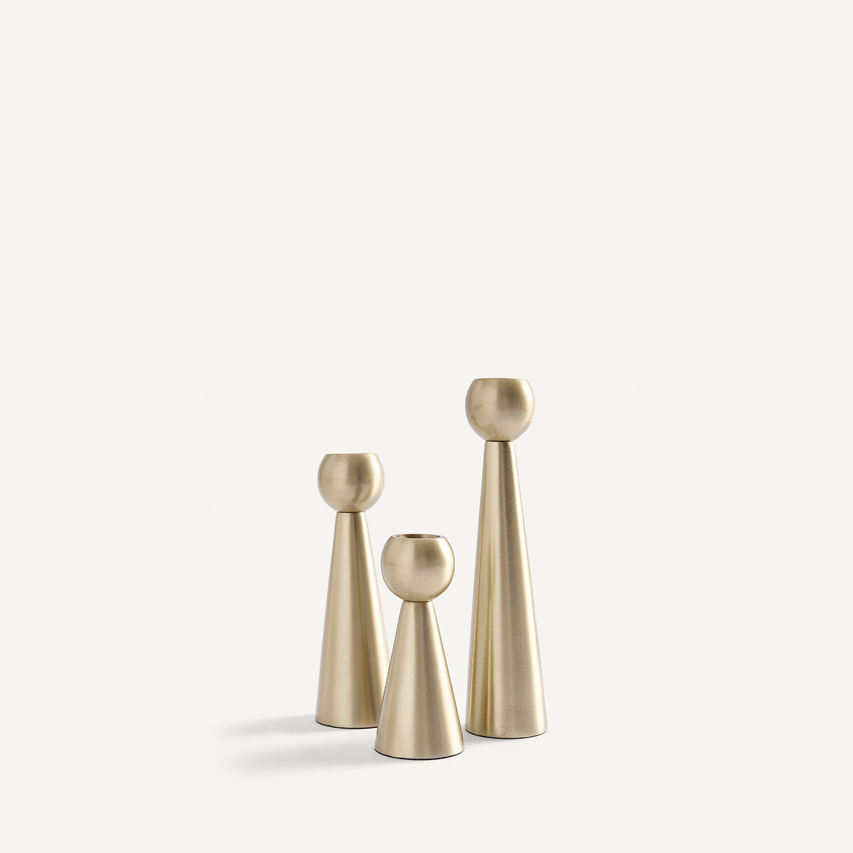 Lot de 3 bougeoirs en inox brossé, CAESA laiton mat, AM.PM