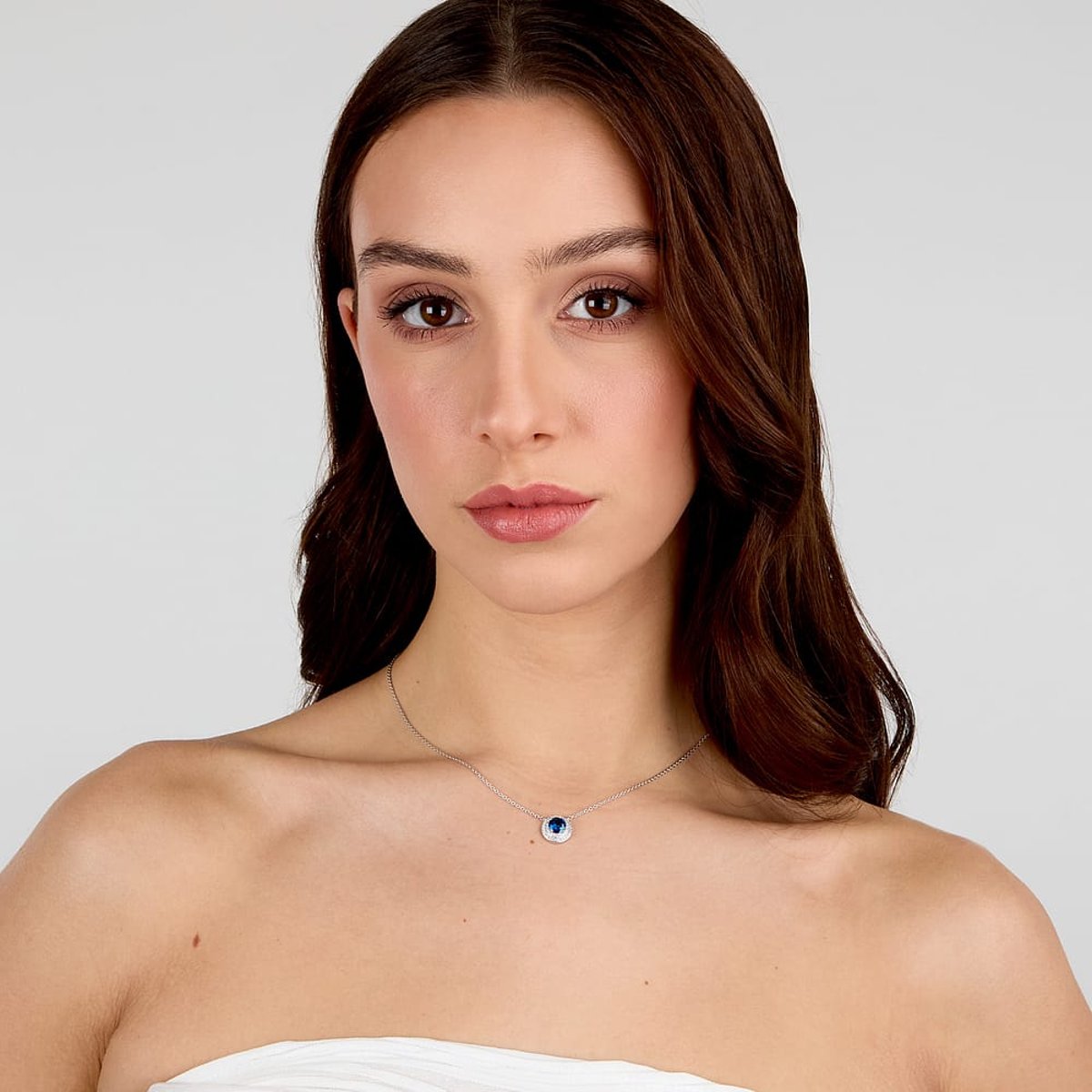 Colliers en Zircon/zircons Cubiques/argent 925/1000 Recyclé et Zircon argent/bleu, MORELLATO