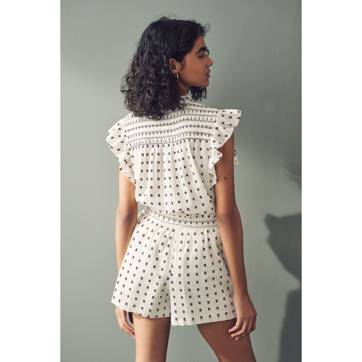 Short ample brodé avec taille élastique blanc, NEXT