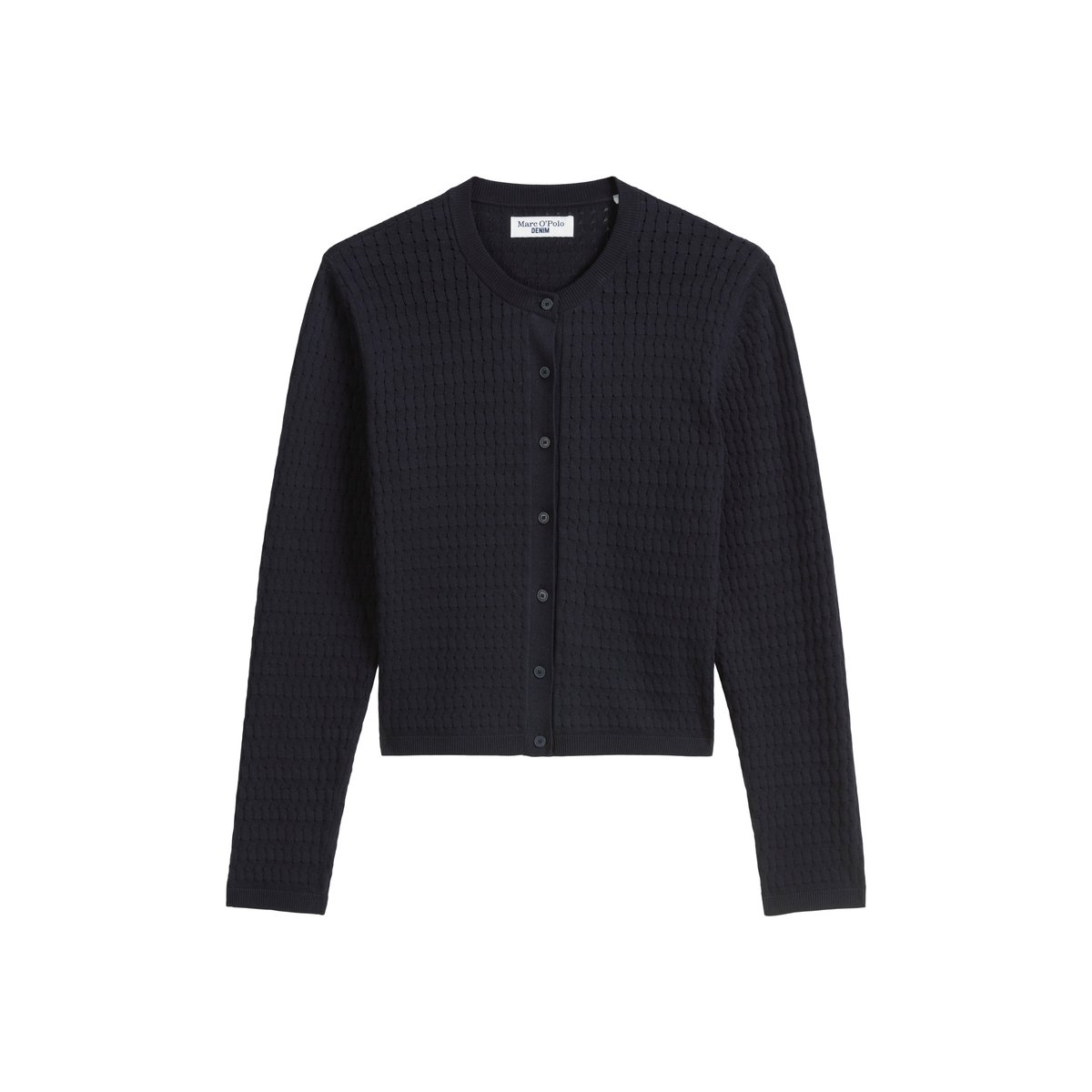 Cardigan regular en fil de coton doux bleu foncé, MARC O’POLO DENIM
