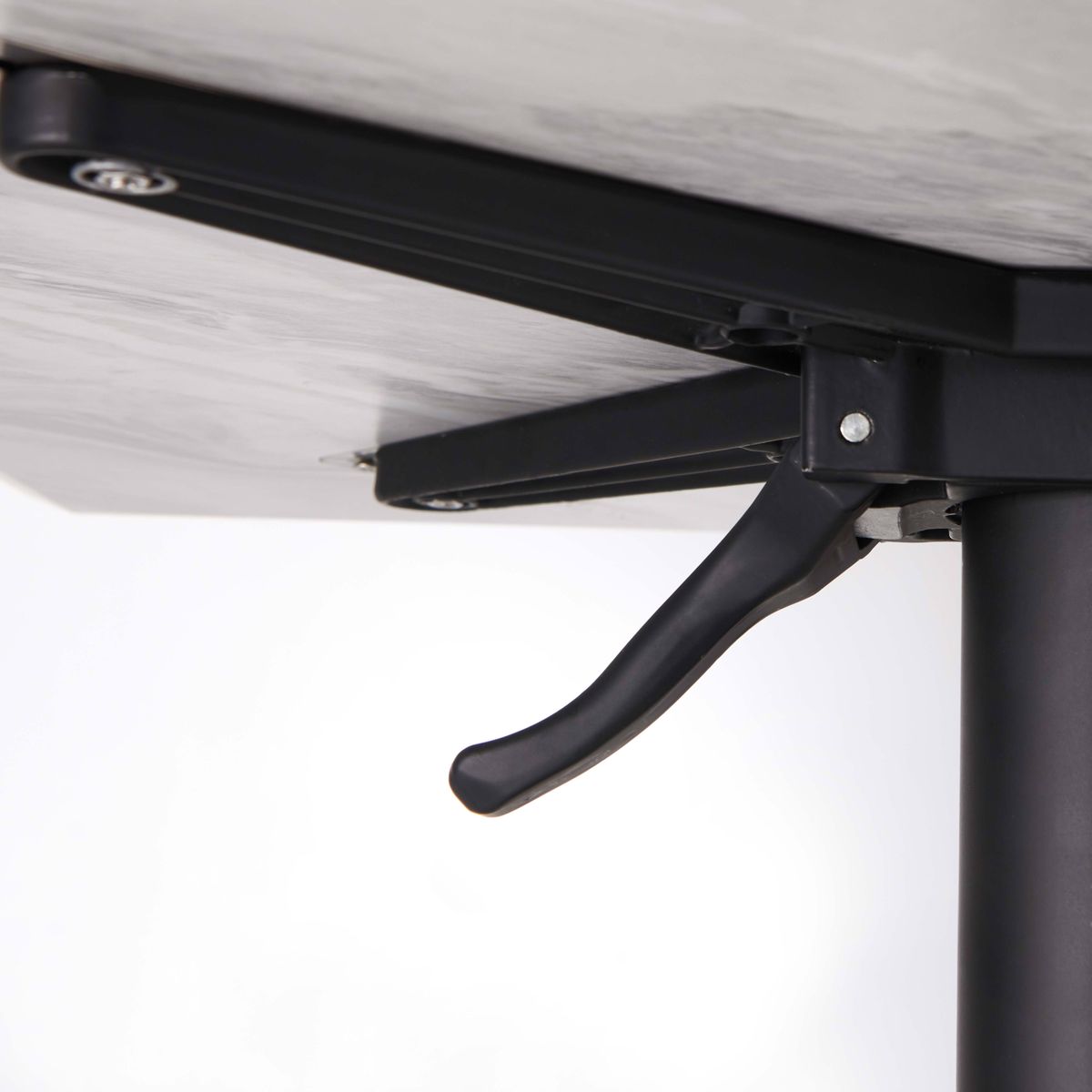 Salon de jardin table inclinable en HPL et 4 chaises en métal marbre chaise gris anthracite, OVIALA