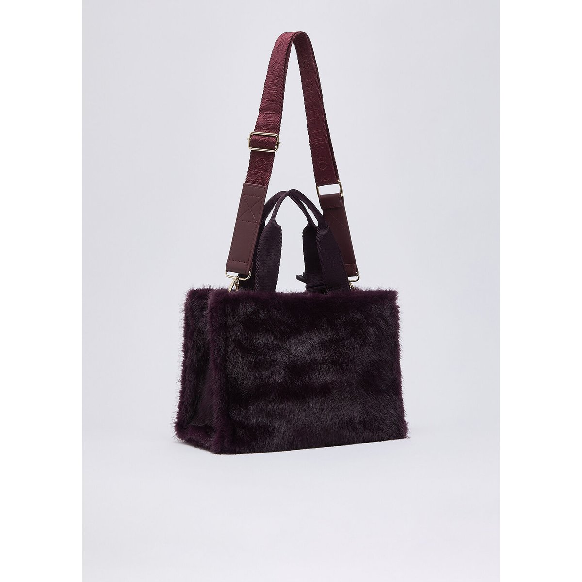 Petit sac fourre-tout en teddy aubergine, LIU JO