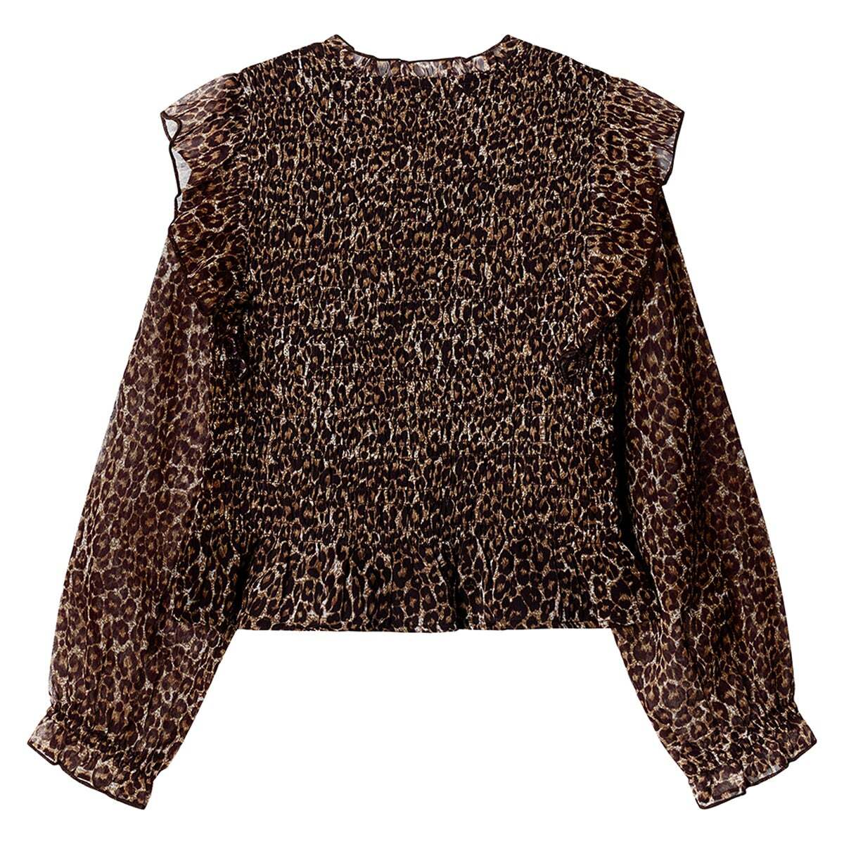 Blouse À Imprimé Animal Avec Volants blanche mousse, PEPE JEANS