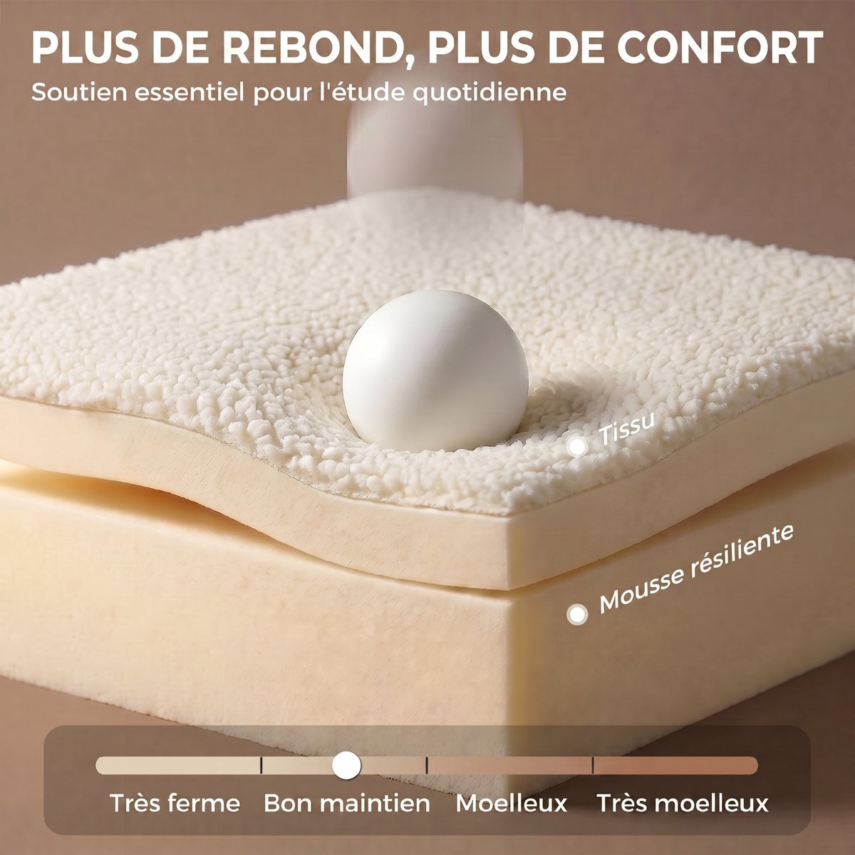 Chaise de bureau Tissu bouclette Blanc Crème blanc crème, HOMCOM