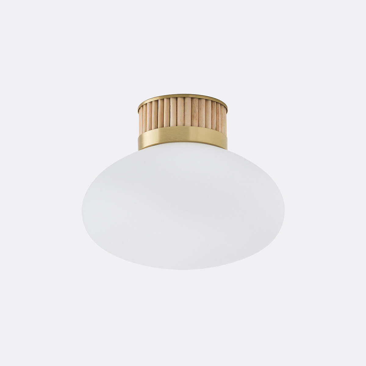 Plafonnier ou applique, en laiton, bambou et verre opaline, DOLCE blanc, LA REDOUTE INTERIEURS
