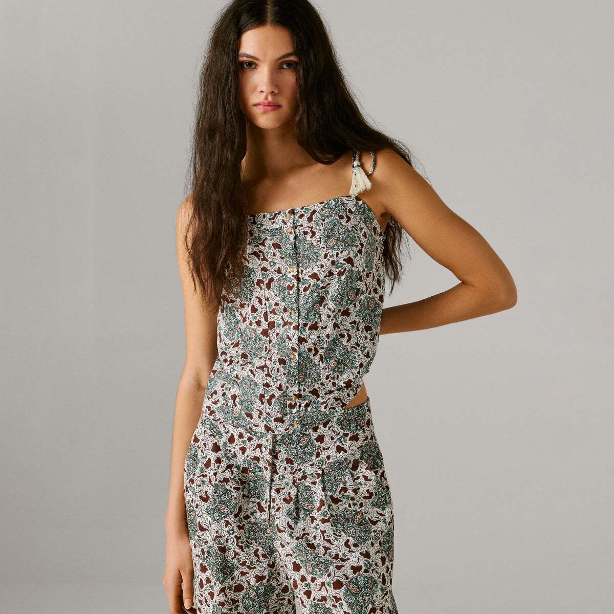 Top À Bretelles À Imprimé Floral vert hydro, PEPE JEANS