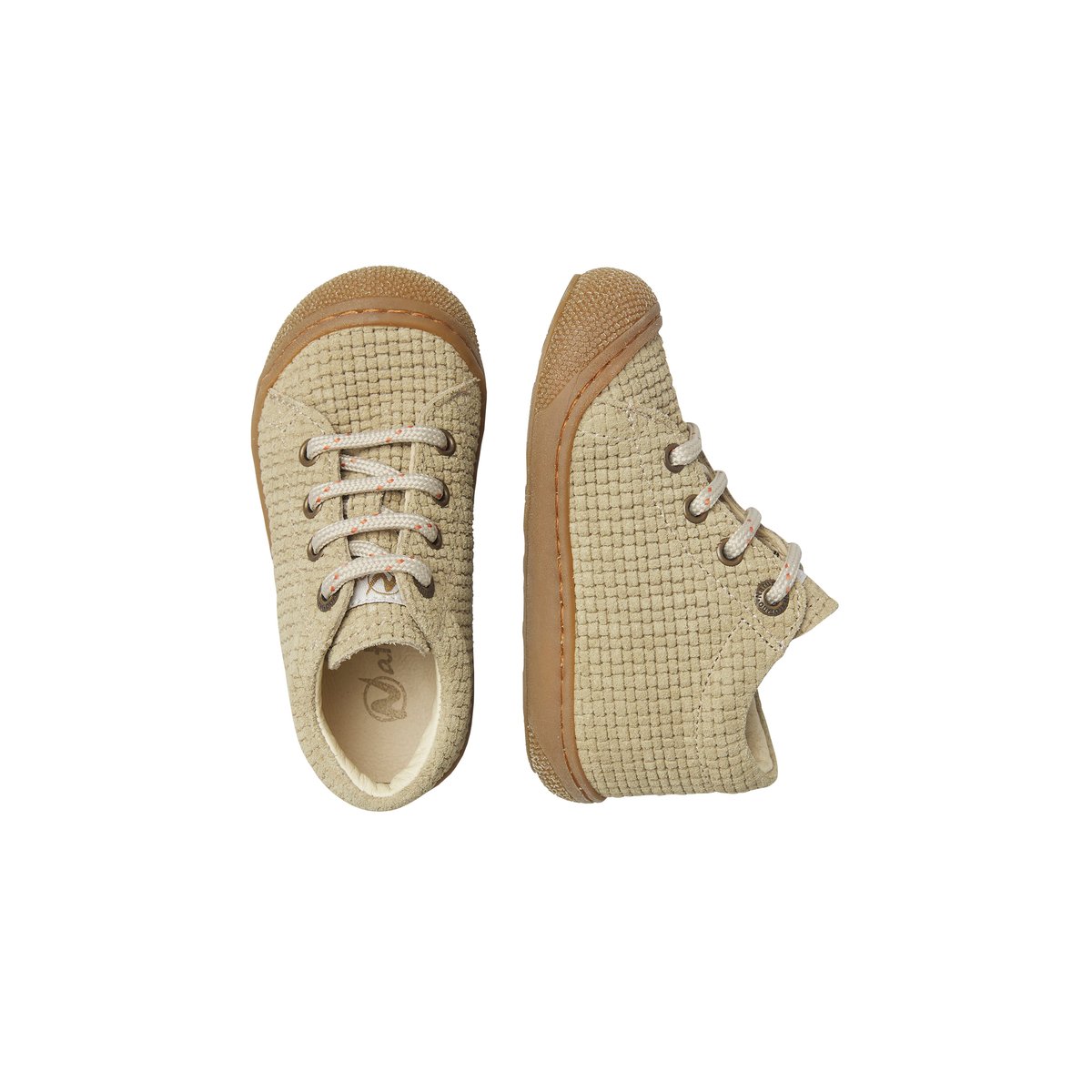 Chaussures premiers pas en suède COCOON vert-gris, NATURINO