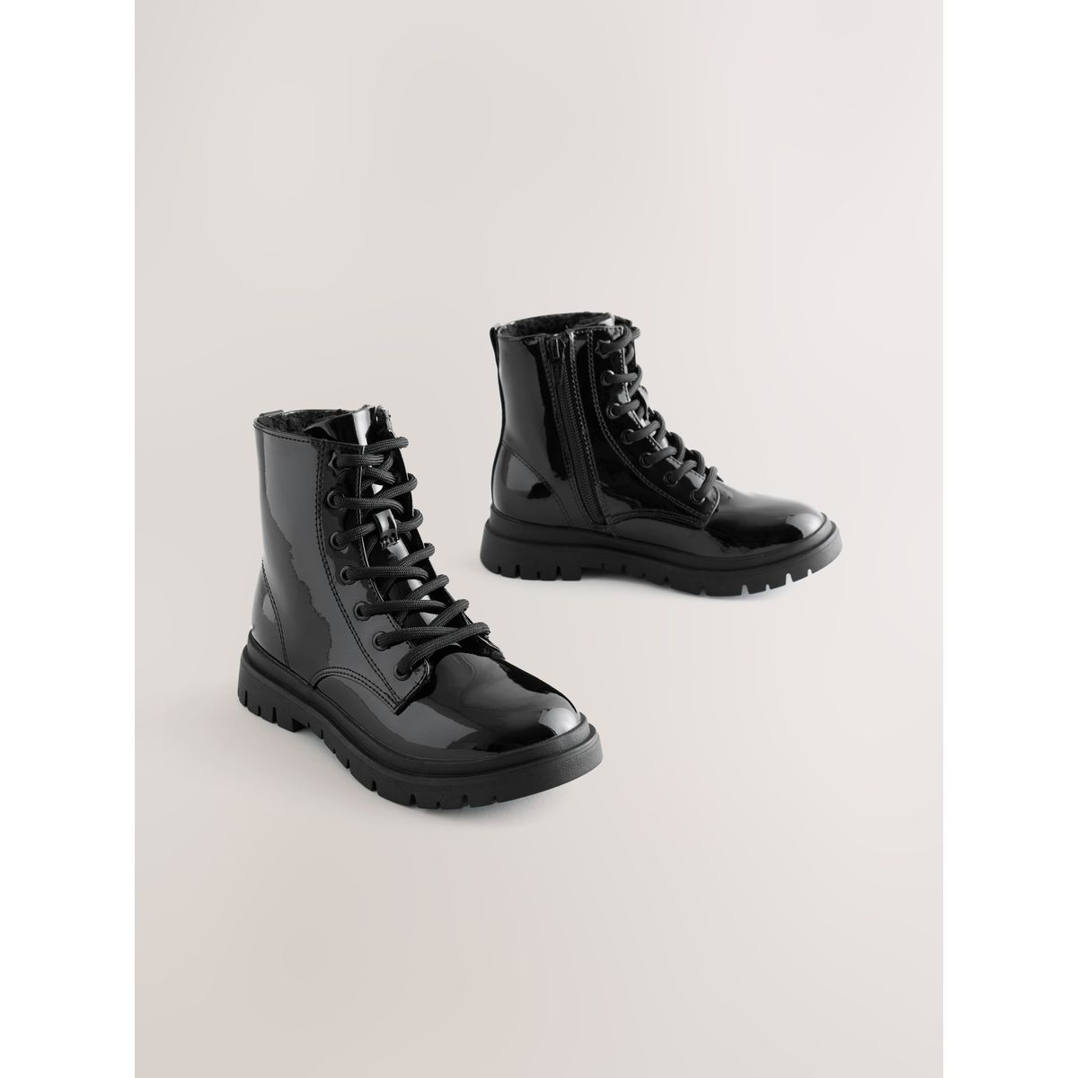 Bottines à lacets et doublure chaude noir, NEXT