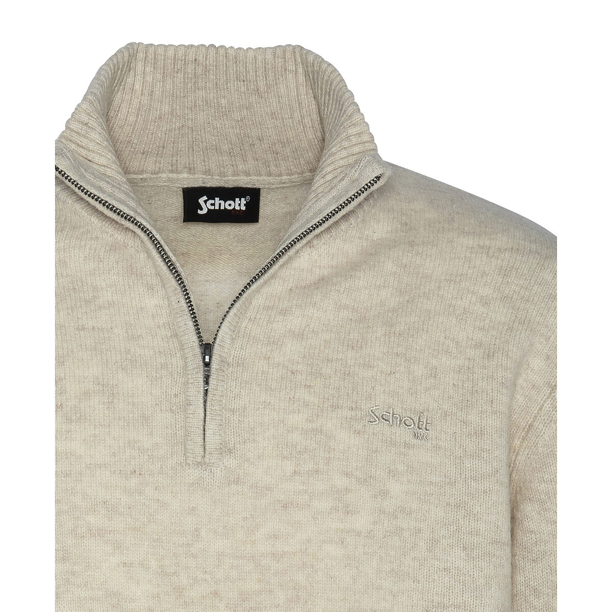 Half Zip High Neck Jumper beige, SCHOTT