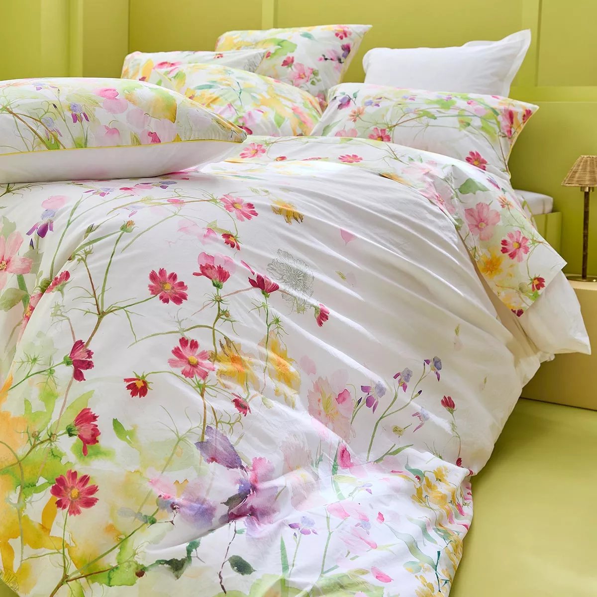 Housse de couette percale de coton lavé SOUFFLE FLEURI printemps, GARNIER THIEBAUT