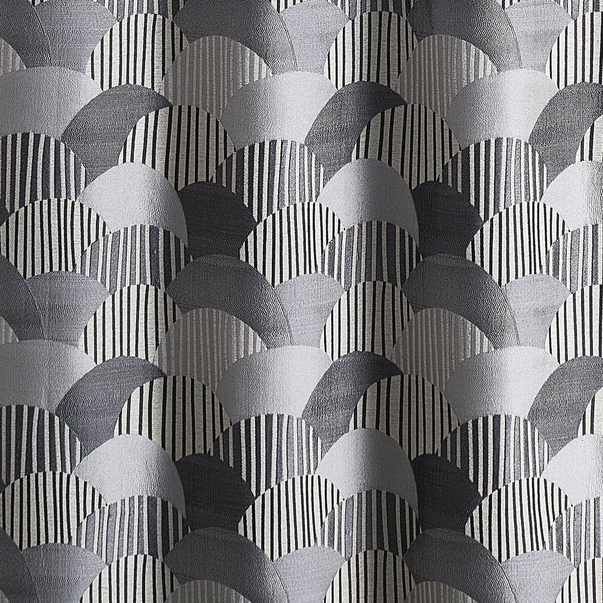 Rideau d'ameublement à jacquard arrondi - QABANE gris clair, HOME MAISON