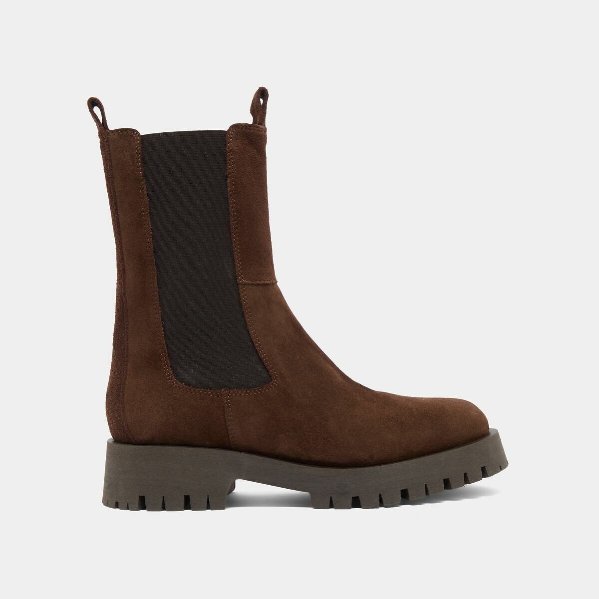 Boots croûte de cuir semi-montantes, Ridle marron, JONAK