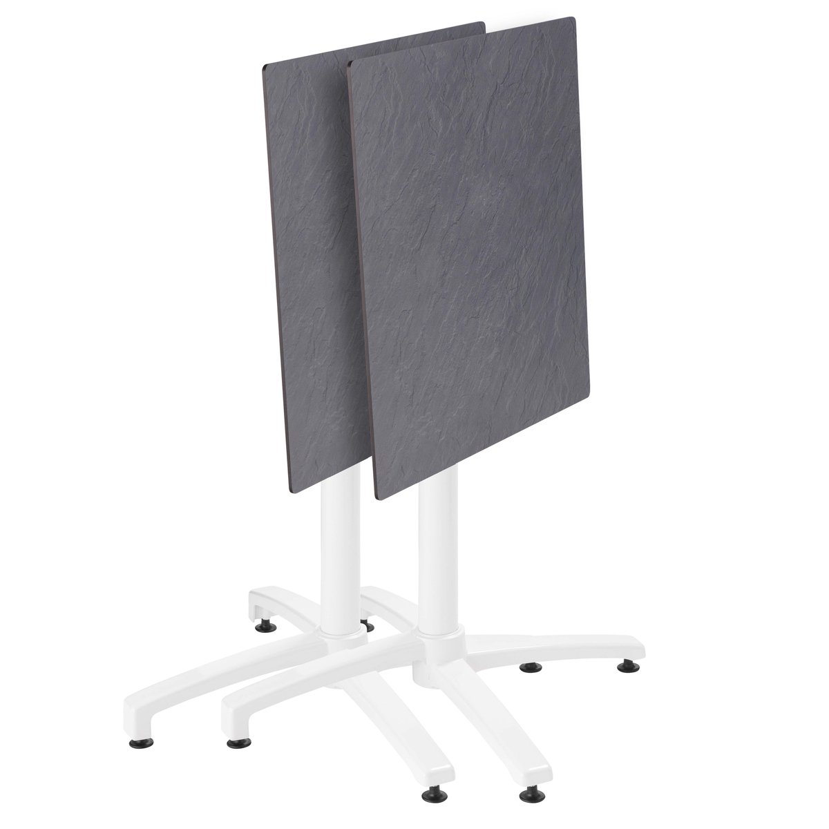 Table 60x60 cm inclinable stratifiée avec pied blanc et chaises en métal, OPERA blanc, OVIALA
