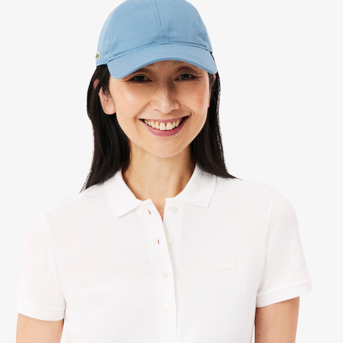 Robe polo slim fit en mini Piqué stretch blanc-001, LACOSTE