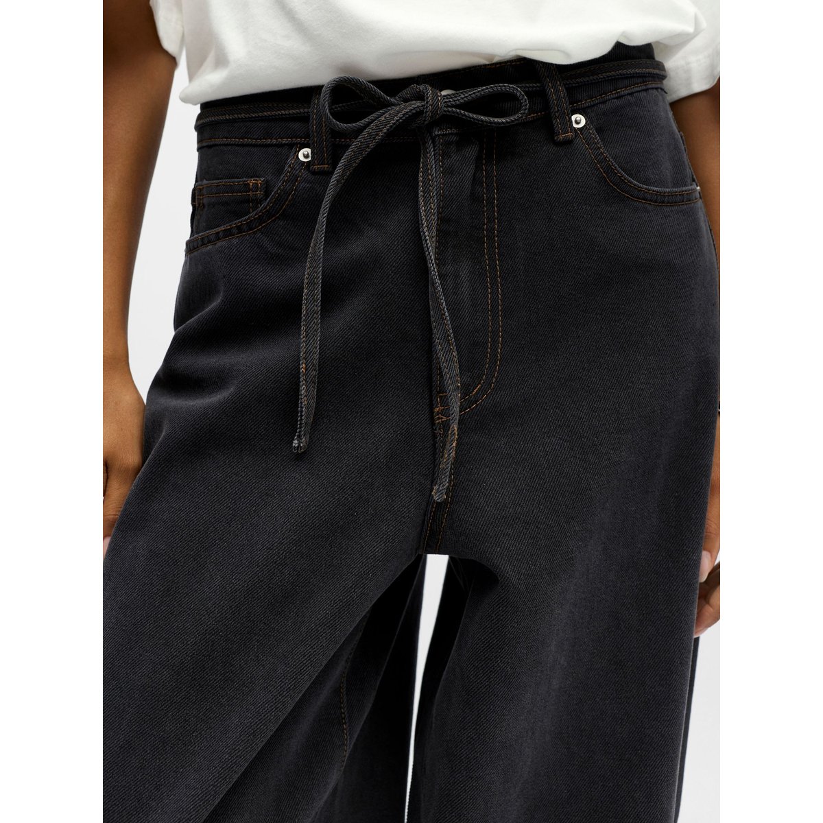 Jeans Barrel black denim, OBJECT