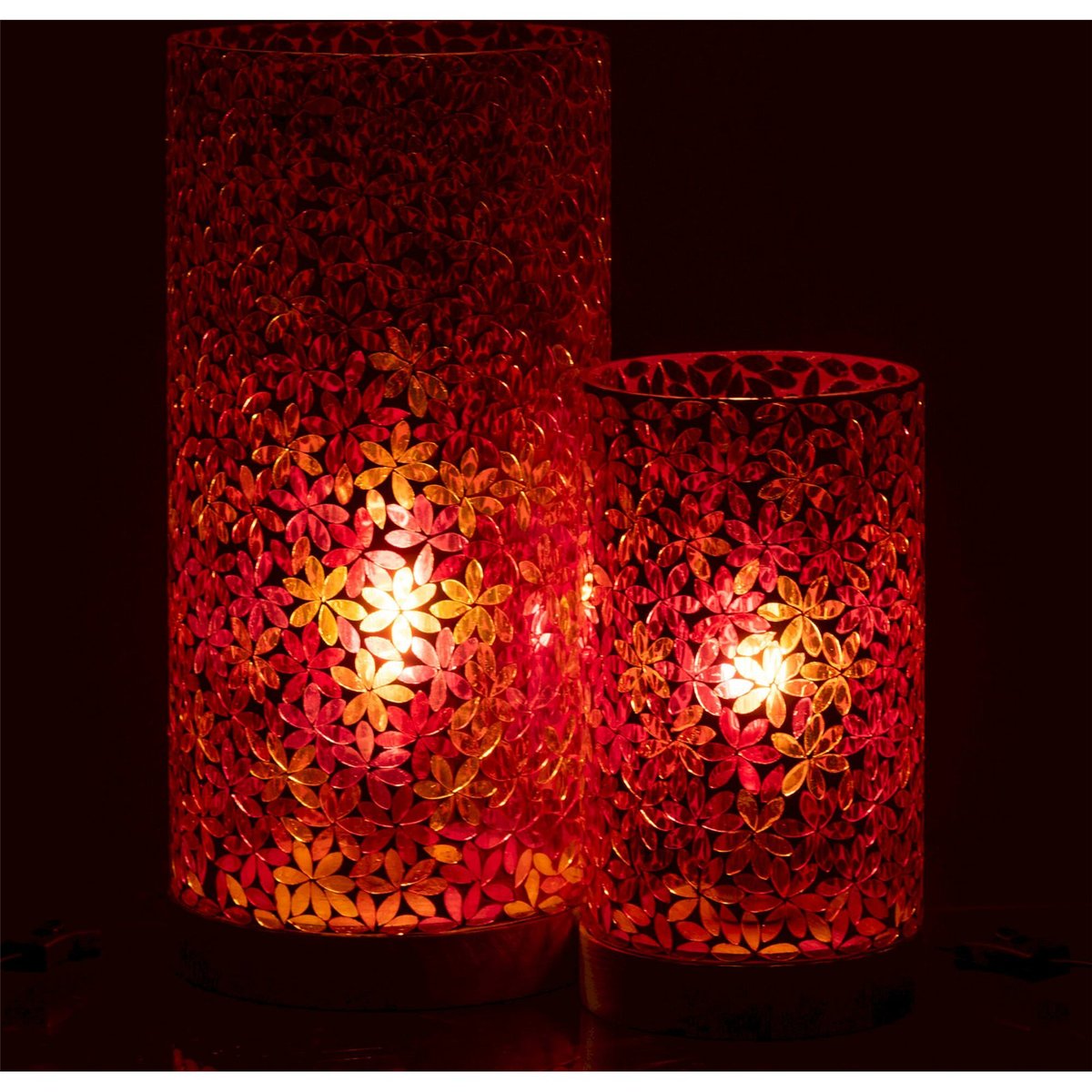 Lampe en verre mosaïque forme fleur rose mosaïque fleur multicolore, RECOLLECTION